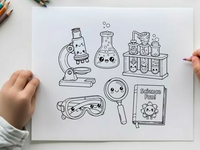 Cute science lab tools vector illustration flat design