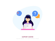 Support center flat design for Landing pgae