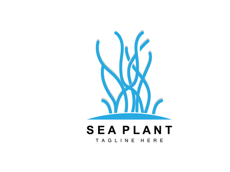 Seaweed Logo, Sea Plants Vector Design, Grocery And Nature Protection