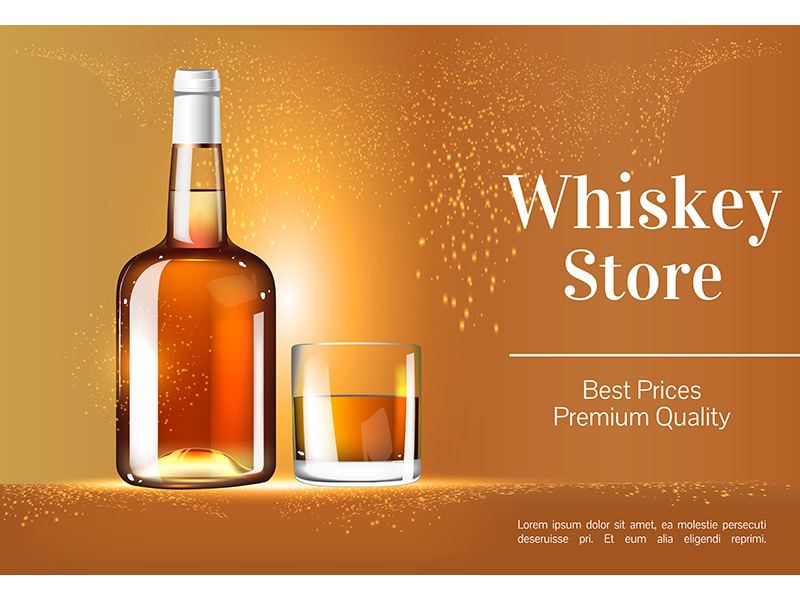 Whiskey store realistic vector product ads banner template