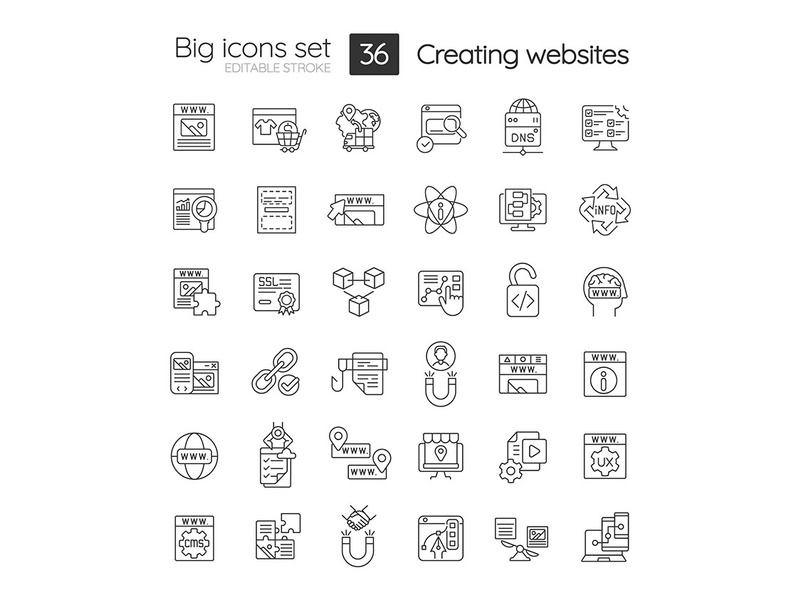 Building website linear icons set