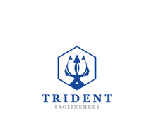 Trident Poseidon Logo, Spear Simple Vintage Template Design