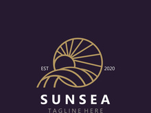 Sun sea Logo design creative premium sun beach logo icon vector template