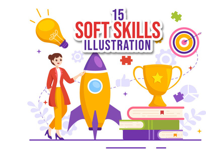 15 Soft Skills Vector Illustration