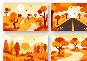 32 Autumn Landscape Background Illustration