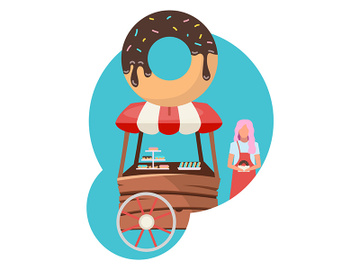 Donut food truck flat vector illustration preview picture