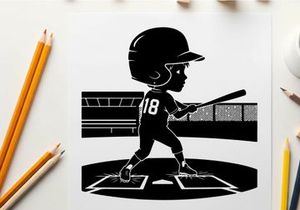 Baseball player silhouette at home plate ready to swing