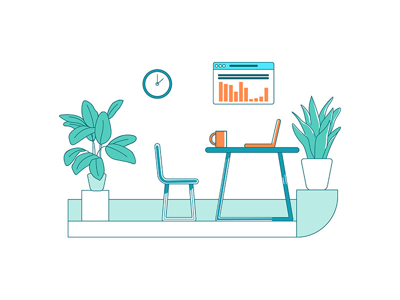 Office flat color vector scene