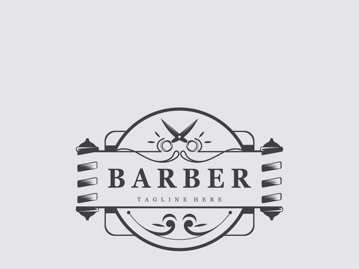 Barber vintage retro element badge or emblem on white background