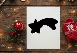 Schwarze Silhouette einer Sternschnuppe, isoliert auf weißem Hintergrund