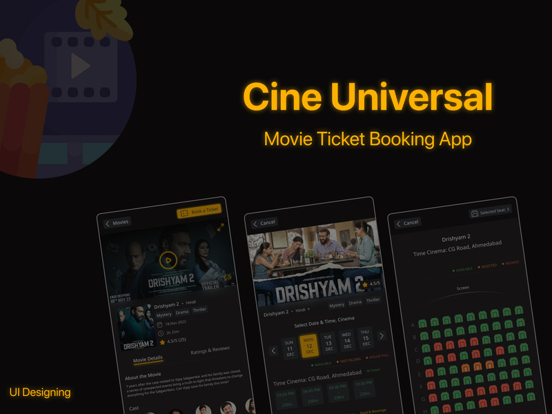 Cine Universal Movie Ticket Booking App UI
