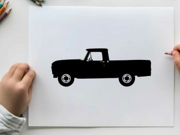 Silhouette of a classic pickup truck with a single cab preview picture
