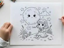 Cute girl with moon face vector illustration flat design