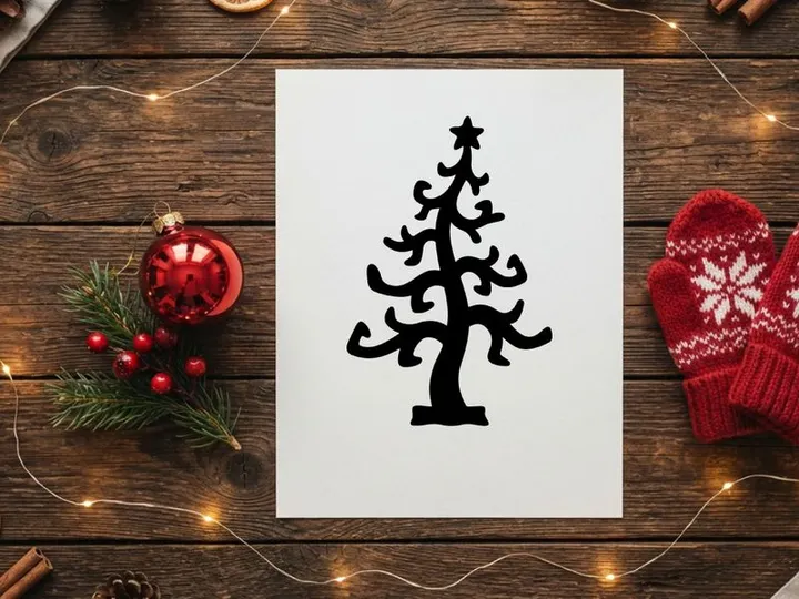 Stylized Christmas Tree Silhouette for Holiday Decorations