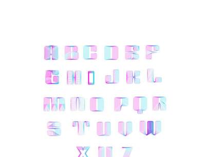 Line Font With Gradient Purple And Blue Colors