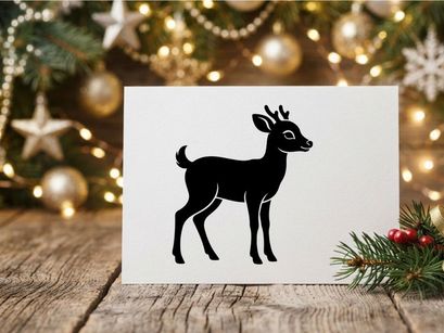 Silhouet hitam rusa lucu, ikon rusa Natal dengan latar belakang putih