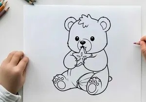 Cute teddy bear with star vector illustration flat design