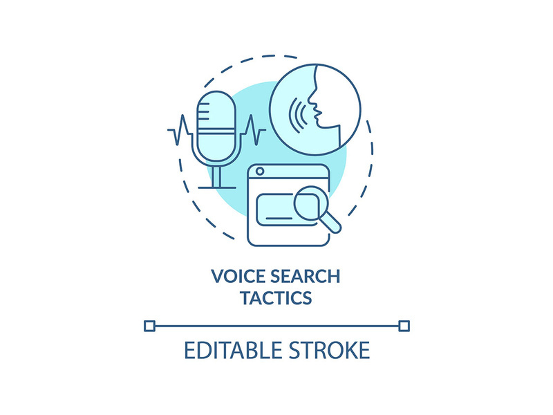Voice search tactics turquoise concept icon