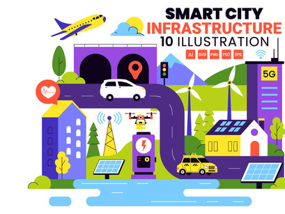 10 Smart City Infrastructure Illustration