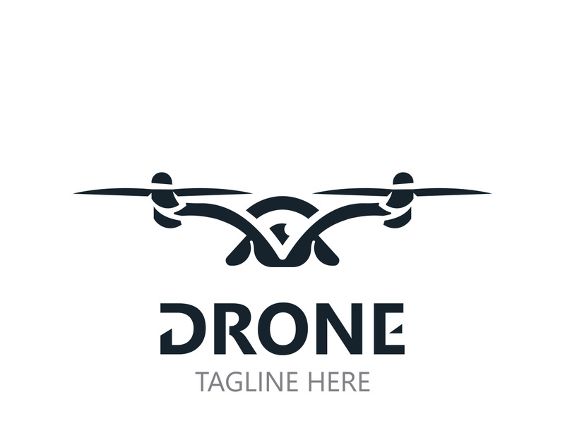 Drone aerial with camera vector template icon. logo photography drone vector. quadcopter flat style illustration