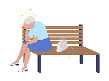 Old lady feeling dizzy semi flat color vector character preview picture