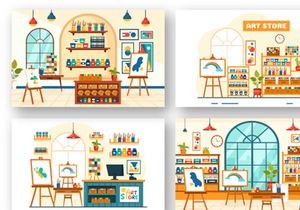 10 Art Store Vector Illustration
