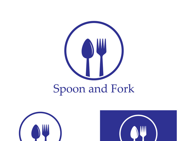 Creative spoon and fork logo.