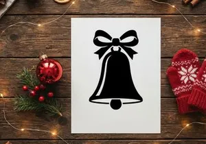 Christmas Bell Icon with Ribbon for Holiday Decorations