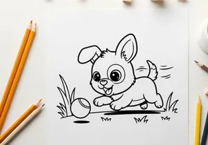 Cute rabbit running in grass vector illustration flat design