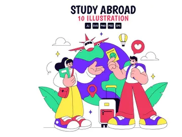 10 Study Abroad Vector Illustration preview picture