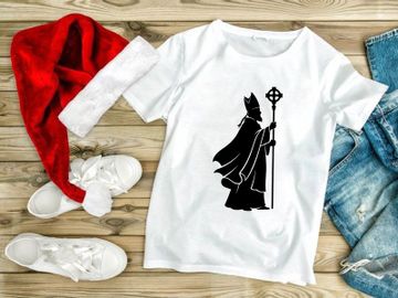 Bishop chess piece holding cross staff silhouette vector art preview picture