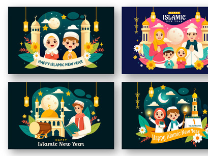 12 Happy Islamic New Year Illustration