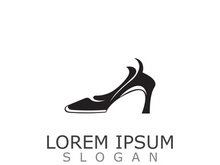 Women shoes logo design High heel fashion shop icon vector for business store