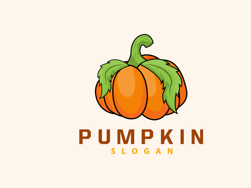Pumpkin Logo, Pumpkin Vector, Healthy Vegetable Fruit
