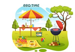 19 Barbecue and Grill Set Vector Illustration