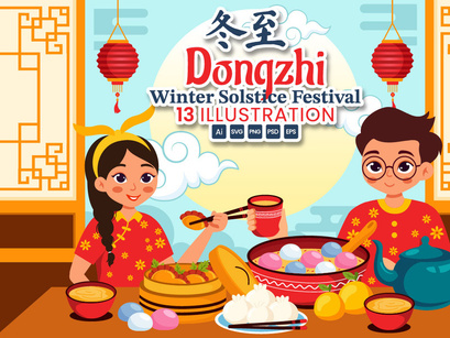 13 Dongzhi or Winter Solstice Festival Illustration