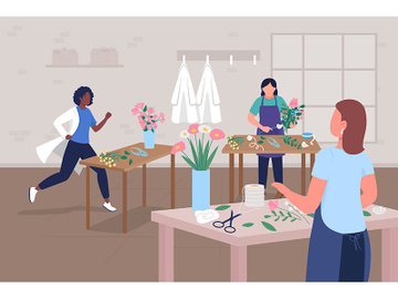Floral workshop for doctors wellbeing flat color vector illustration preview picture