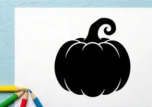 Silhouette Labu dengan Sulur Melingkar untuk Dekorasi Halloween atau Musim Gugur