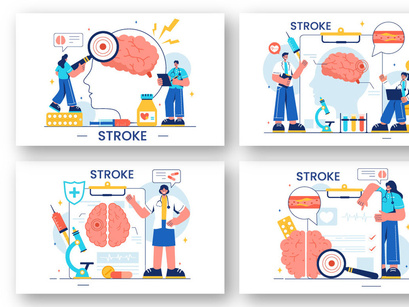 12 Human Brain Stroke Illustration