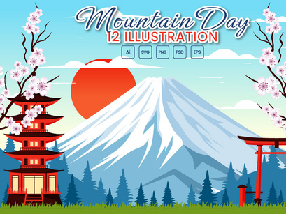 12 Mountain Day in Japan Illustration