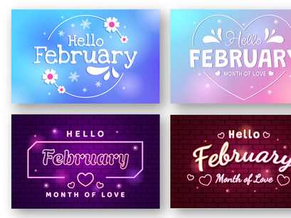 16 Hello February Month Illustration