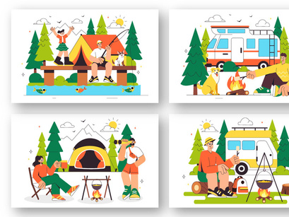 10 Summer Camping Illustration
