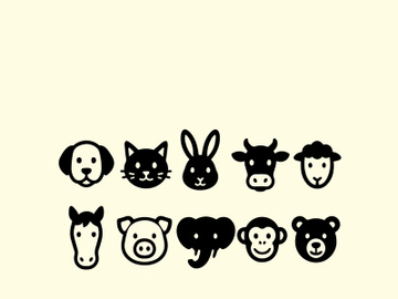 10 animal heads vector icon preview picture