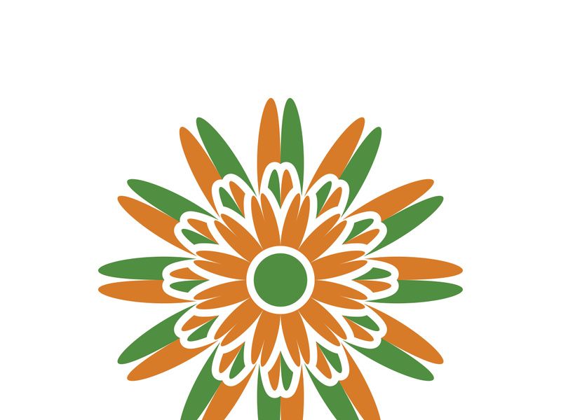 Traditional Asian colorful floral pattern Stained glass mosaic logo tile design inspiration