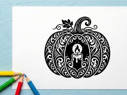 Elegant Halloween Pumpkin with Candle Design for Autumn Decor