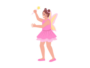Cute girl in fairy dress semi flat color vector character preview picture