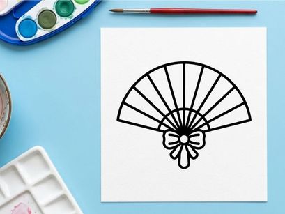 Decoración de abanico de papel dibujado a mano con diseño de telaraña. Accesorio clásico de fiesta festivo en blanco y negro para celebraciones de otoño.