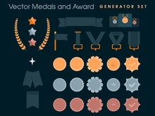 Vector Medals and Award Icon Generator Set