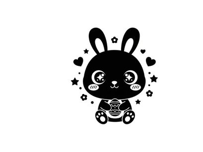 Cute silhouette bunny with hearts and stars