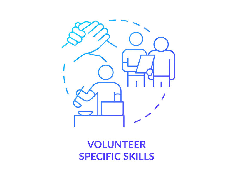 Volunteer specific skills blue gradient concept icon